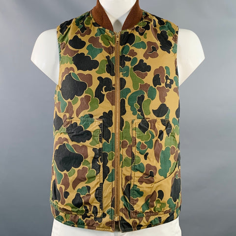 RRL by RALPH LAUREN Size L Brown Green Black Cotton Reversible Vest