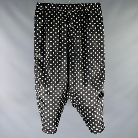 Pantalon décontracté COMME des GARÇONS taille S, noir et blanc à pois, en polyester