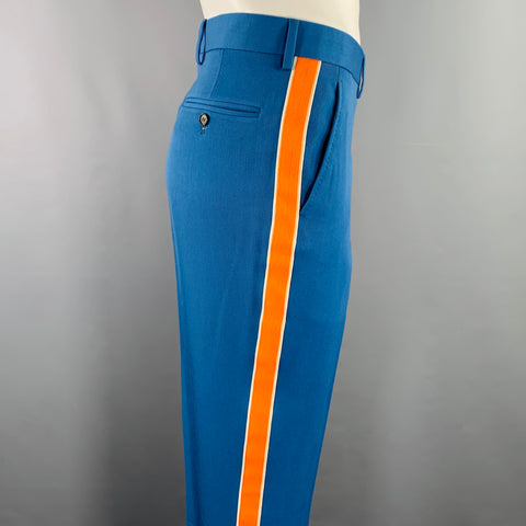 CALVIN KLEIN 205W39NYC Size L Blue Orange Stripe Wool Flat Front Dress Pants