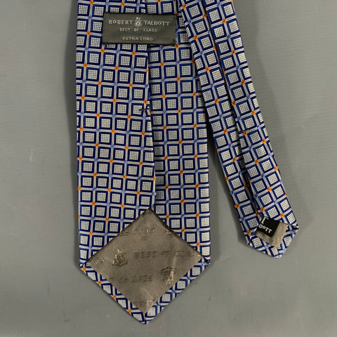 ROBERT TALBOTT Navy light blue orange Geometric Silk Tie