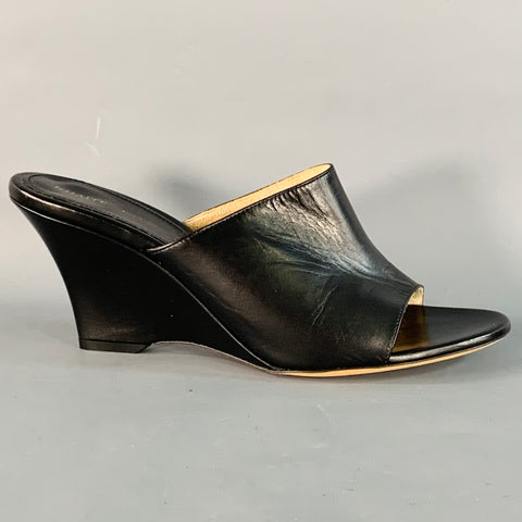 KHAITE Size 9.5 Marion Black Leather Wedge Pumps