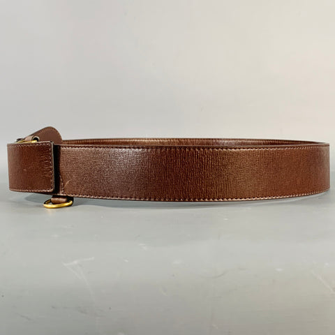 BURBERRY Size 38 Brown Gold Leather Loops Belt