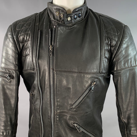 HEIN GERICKE for HARLEY DAVIDSON Vintage Size L Black Leather Motorcycle Jacket