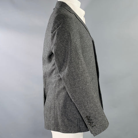 BLACK FLEECE Size 40 Grey Charcoal Grid Wool Notch Lapel Sport Coat