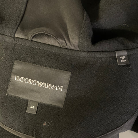 EMPORIO ARMANI Size 44 Black Polyester Zip Up Jacket