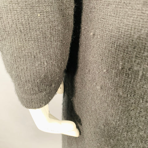 RALPH LAUREN Size L Black Cashmere Lambskin Trim Open Front Cardigan