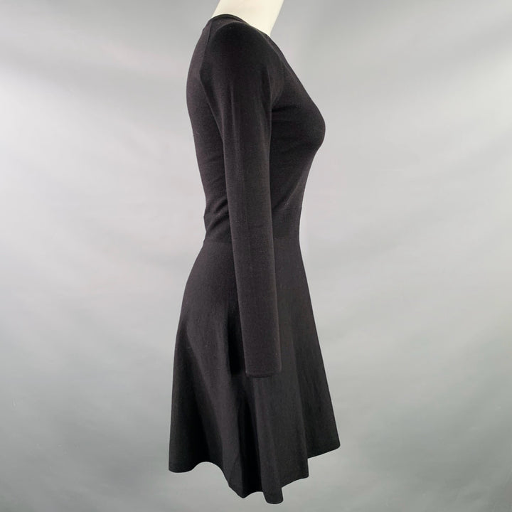 THEORY Size S Annarey Black Cotton Silk Blend Long Sleeve Knee Length Dress