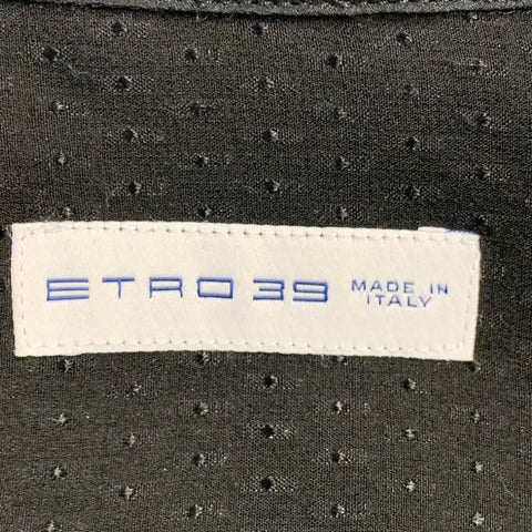 ETRO Size S Black See Through Geometric Long Sleeve Shirt