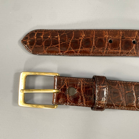 GARYS & COMPANY Size 40 Brown Crackled Crocodile Belt