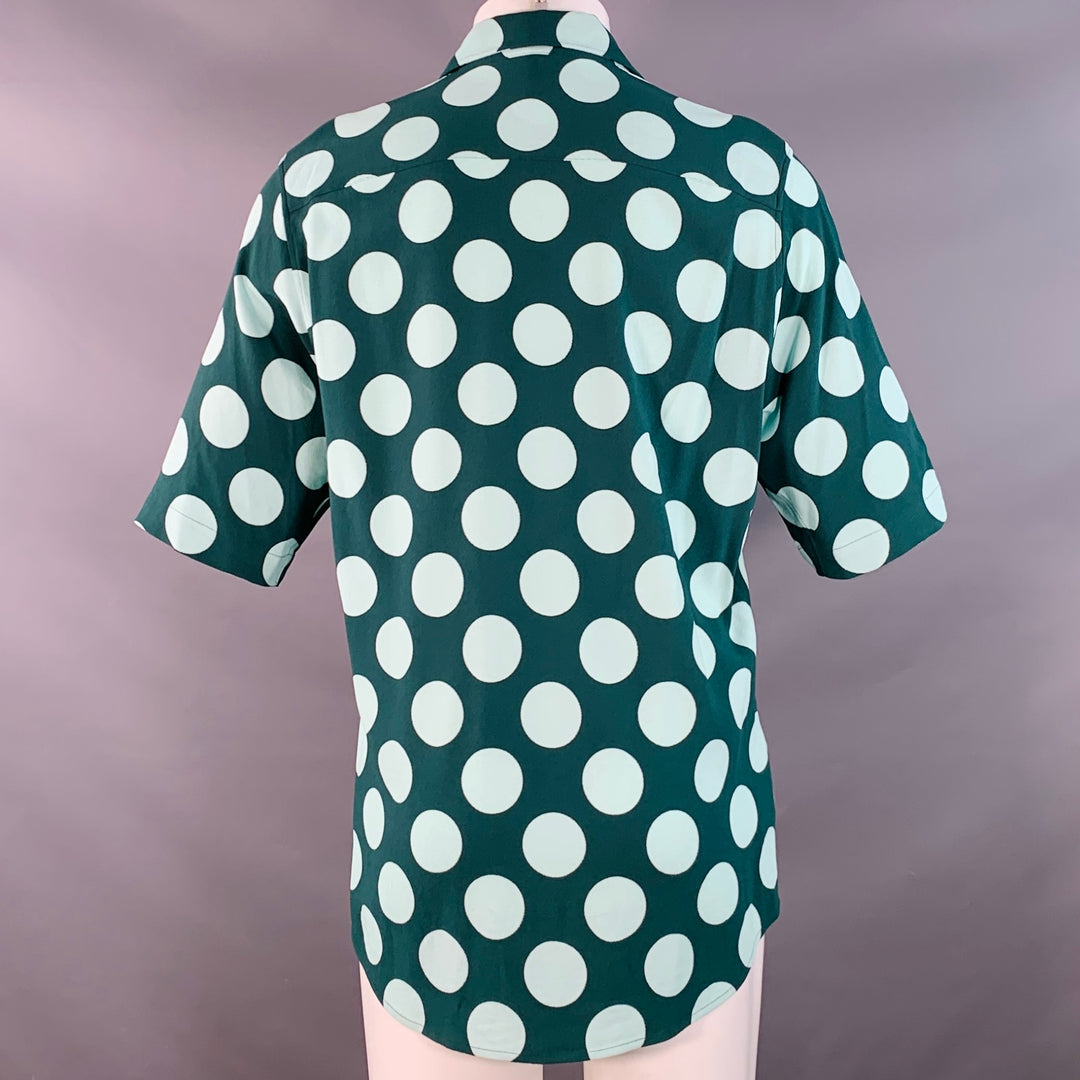 AMI by ALEXANDRE MATTIUSSI Size S Forest Green Mint Polka Dot Short Sleeve Shirt