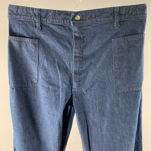 VINTAGE Size 36 Navy Heather Flared Casual Pants
