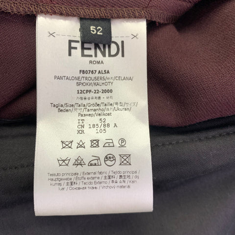 FENDI Size 36 Burgundy Wool Blend Elastic Waistband Dress Pants
