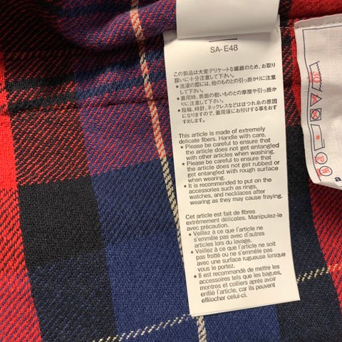 SACAI Size XL Red Multi Color Plaid Cotton Oversized Long Sleeve Shirt