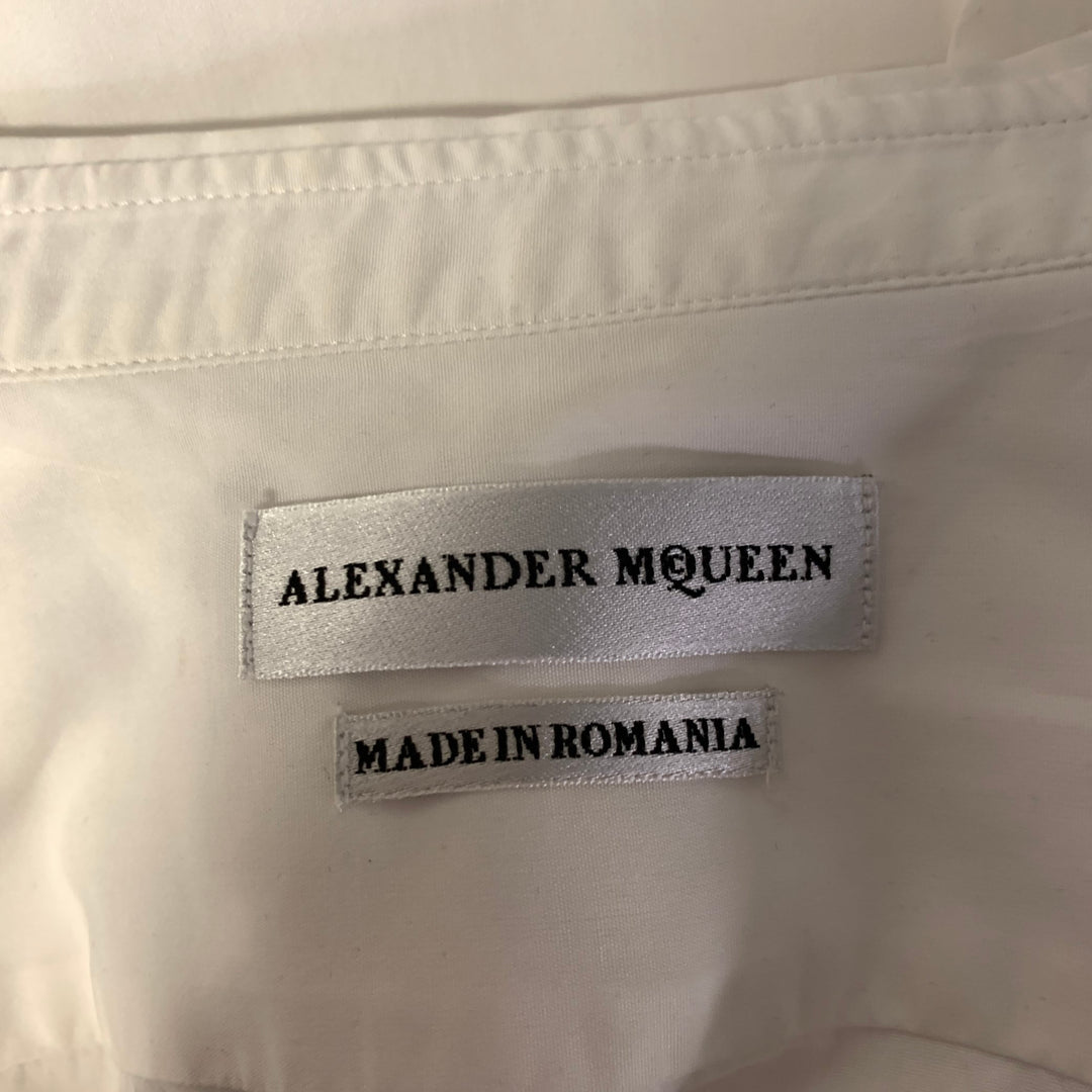 ALEXANDER MCQUEEN Size S White Skull Embroidery Cotton Short Sleeve Shirt