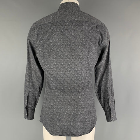 J.HILBURN Taille S Chemise à manches longues coupe ajustée Paisley blanc marine