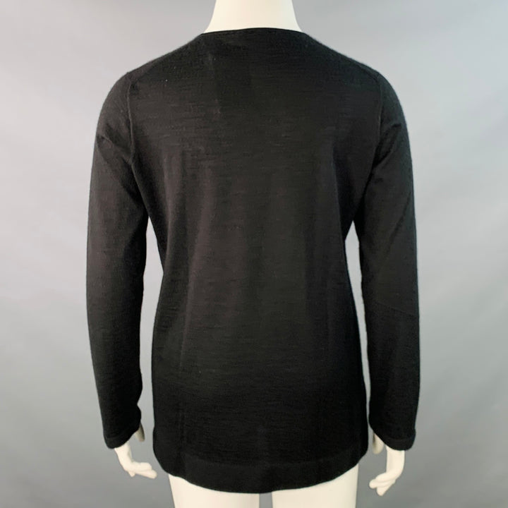 AKRIS Size 14 Black Cashmere Silk Crew Neck Pullover