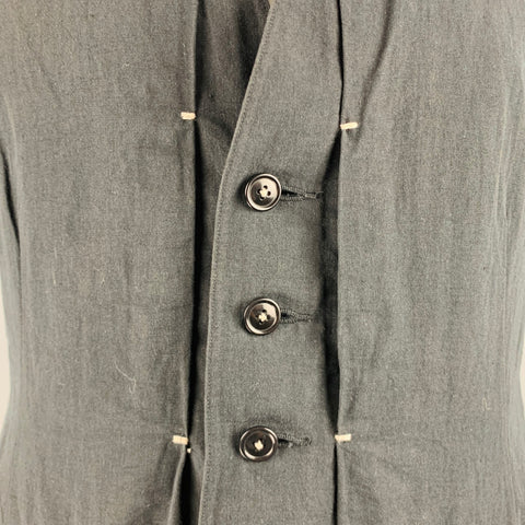 KLASICA Size XL Black Linen Blend Single Breasted Vest