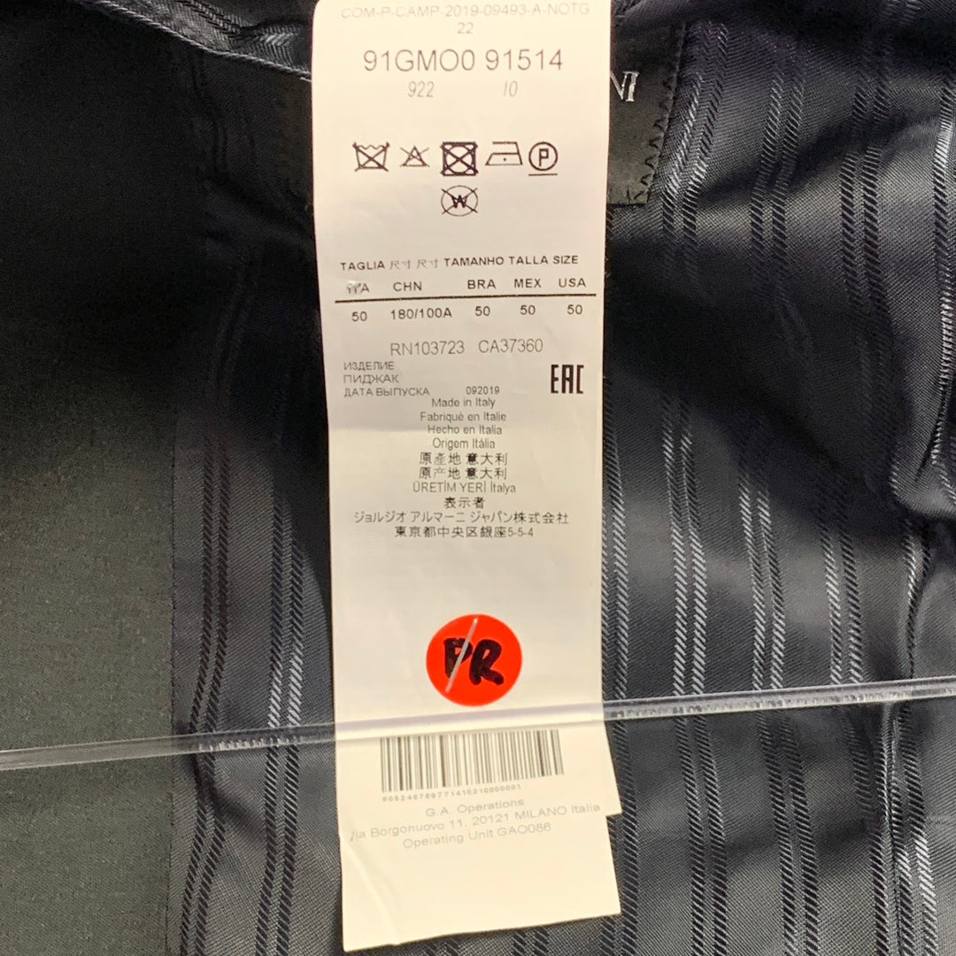 EMPORIO ARMANI Size 40 Navy Black Textured Wool Silk Sport Coat