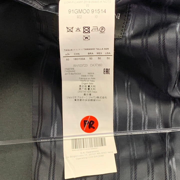 EMPORIO ARMANI Size 40 Navy Black Textured Wool Silk Sport Coat