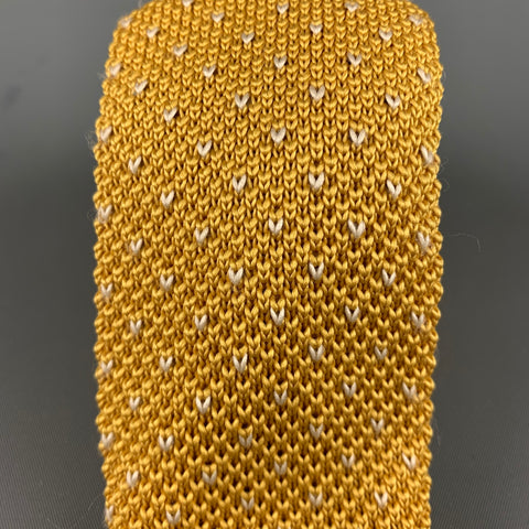 TED BAKER Size Yellow White Knitted Polyester Tie