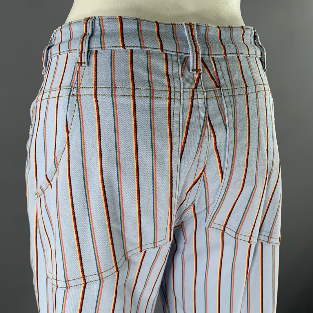 ECKHAUS LATTA Size 30 Light Blue Cotton Blend Stripe Pants