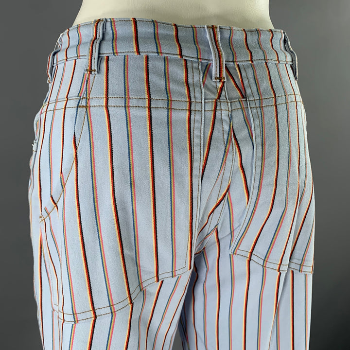 ECKHAUS LATTA Size 30 Light Blue Cotton Blend Stripe Pants