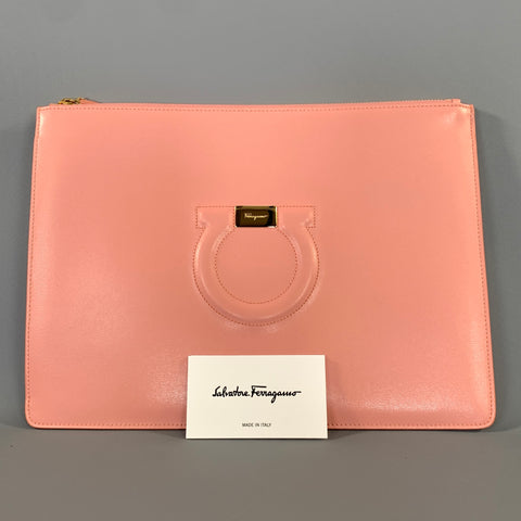 FERRAGAMO Pink Leather Wristlet Bag