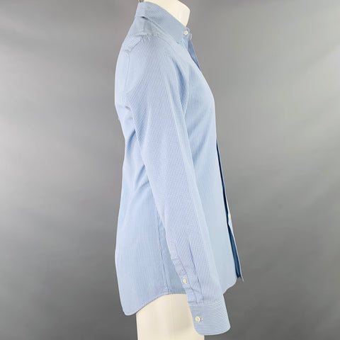 PRADA Size S Blue White Nailhead Cotton Button Up Long Sleeve Shirt
