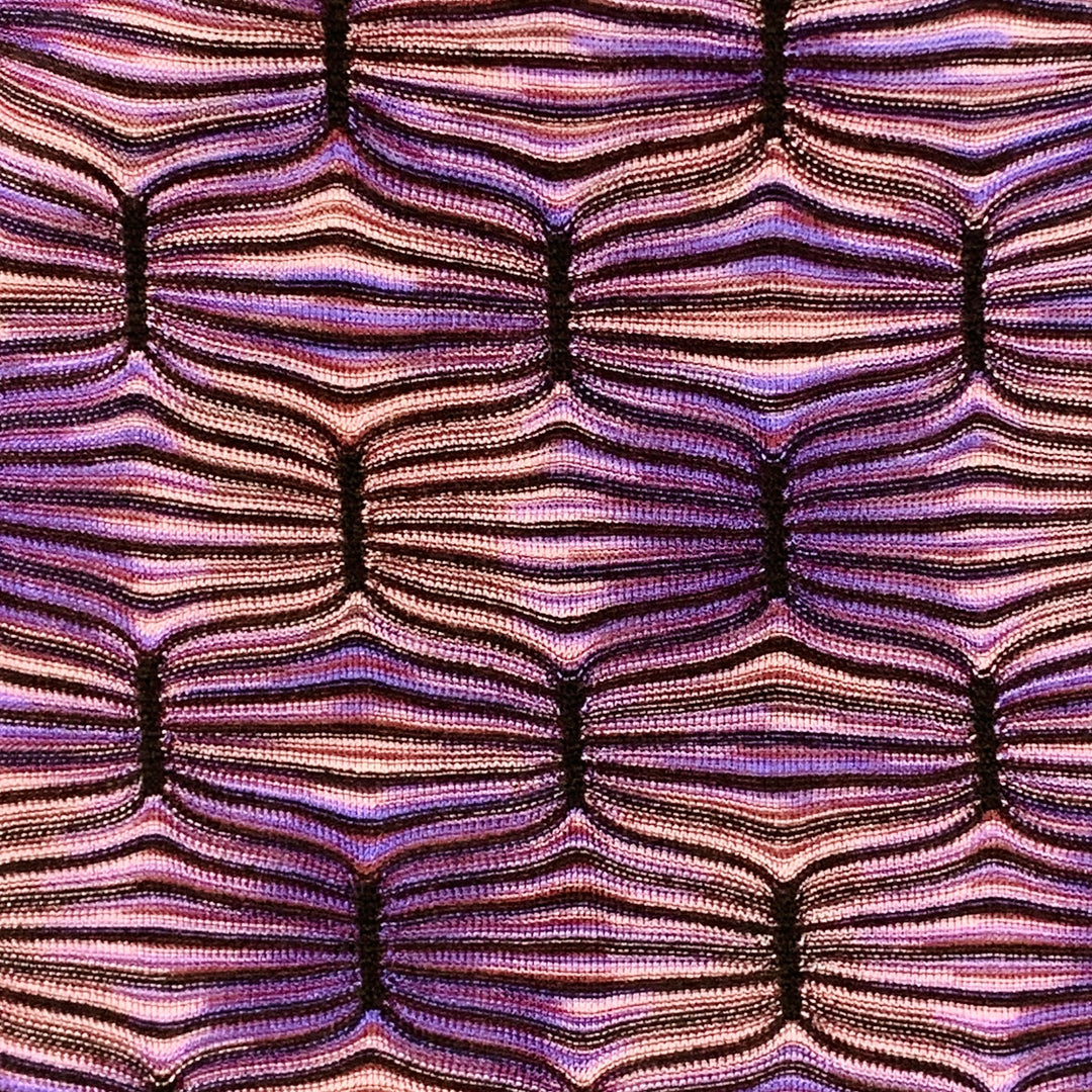 MISSONI Size 2 Purple Wool Blend Geometric High Neck Midi Dress
