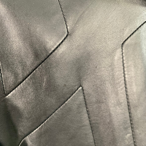 DIESEL BLACK GOLD Vintage Size M Black Leather Zip Up Hooded Jacket