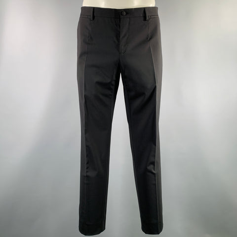 DOLCE & GABBANA Martini Size 42 Black Virgin Wool Double Breasted Crystal Accents 3 Piece Suit