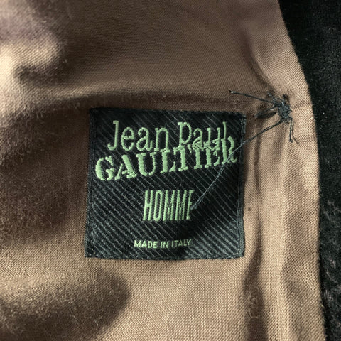 JEAN PAUL GAULTIER Size 38 Black Burgundy Devore Velvet Sport Coat