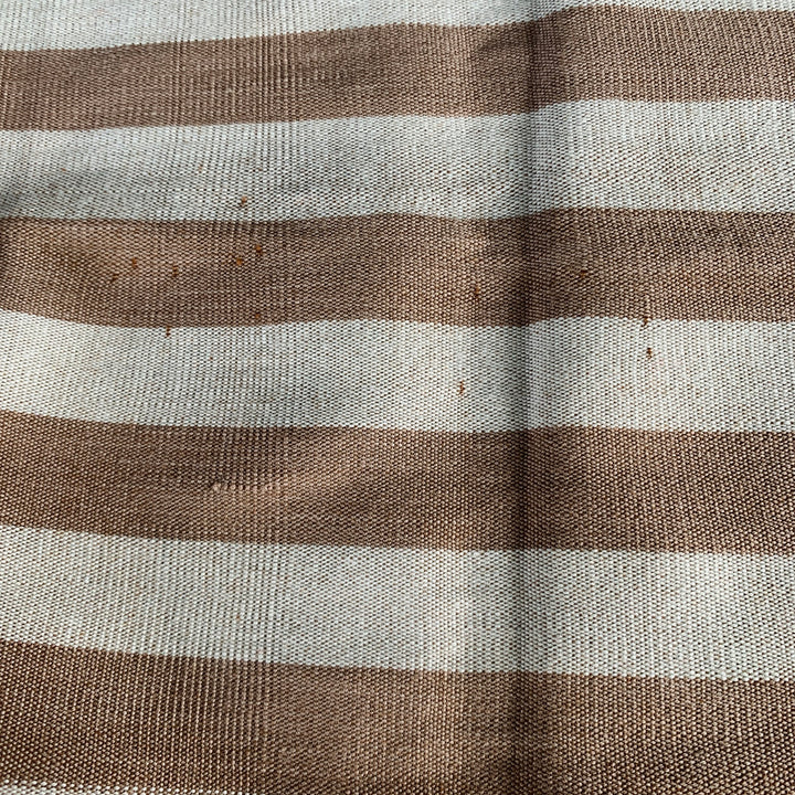 BALTHAZAR Brown Cream Stripe Crochet Fringe Scarf