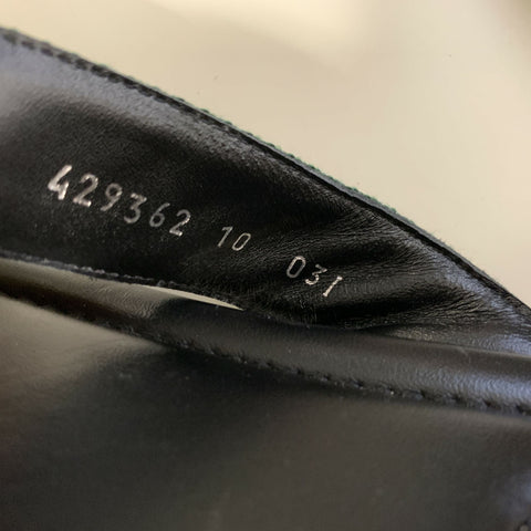 GUCCI Size 10.5 Black Green & Red Stripe Leather Thong Sandals