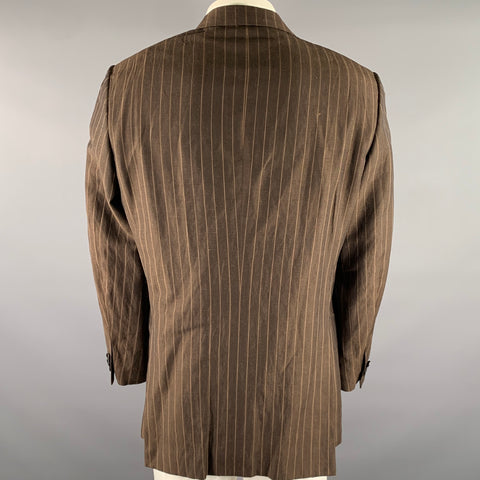 BRIONI Size 42 Brown Camel Pinstripe Wool Blend Notch Lapel Sport Coat