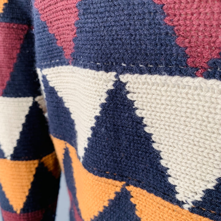VALENTINO Size S Multi Color Knit Triangles Cashmere Crew Neck Sweater
