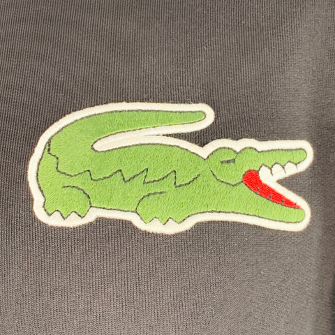LACOSTE Size L Black Green Cotton Large Patch Sweatshirt