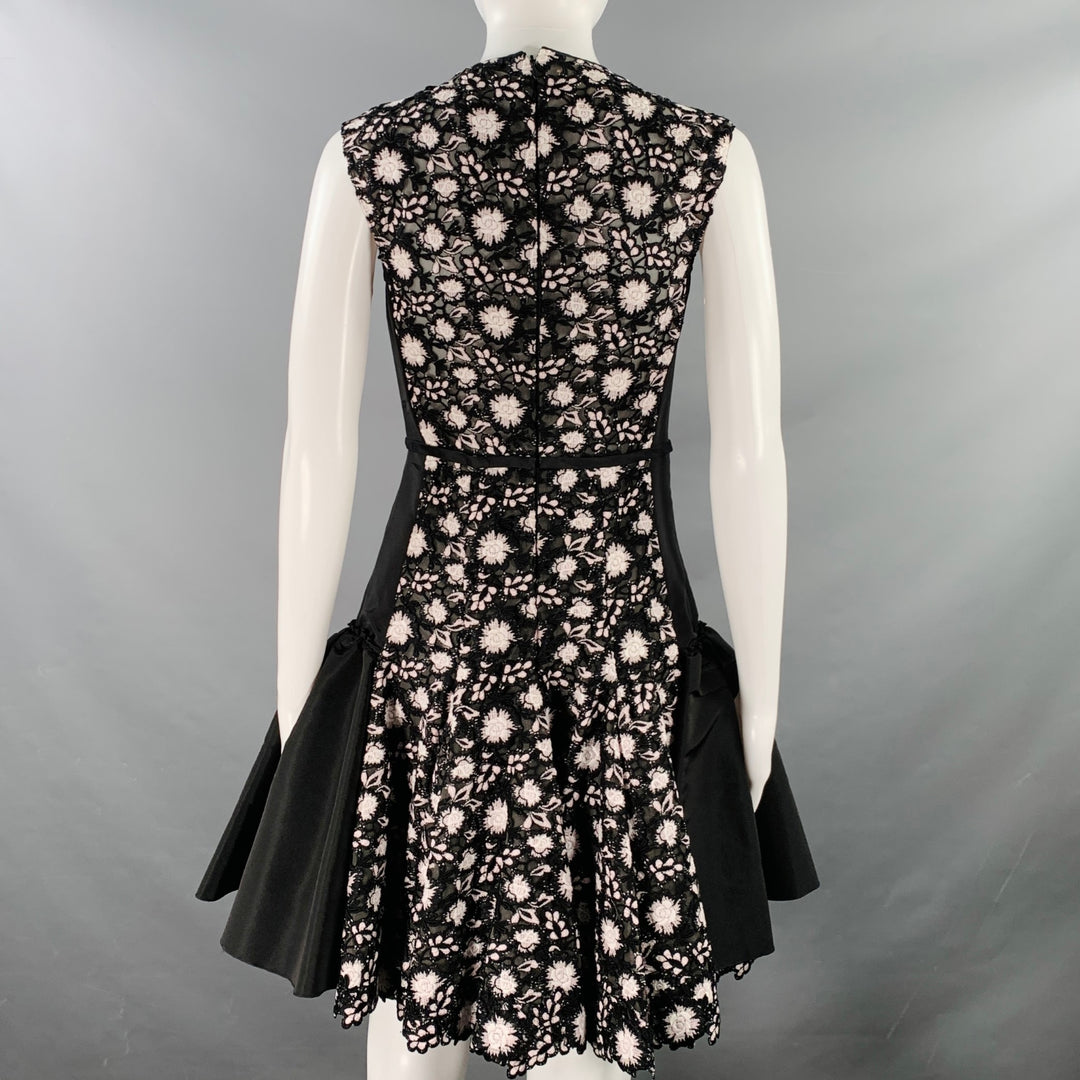 GIAMBATTISTA VALLI Size XS Black White Silk Mixed Fabrics Cocktail Dress