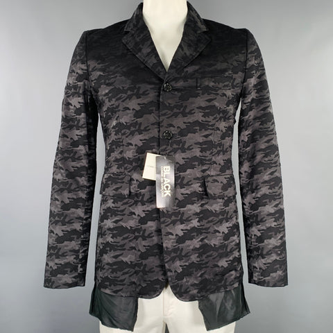 COMME des GARCONS Size XL Black Jacquard Cotton Blend Camouflage Jacket