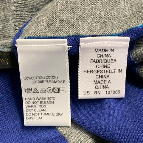 PAUL SMITH Size XL Grey Multi Color Stripe Cotton V-Neck Cardigan