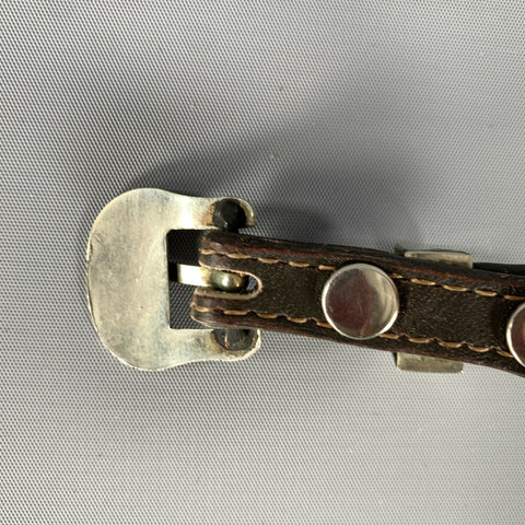 CIRCLE Y Waist Size 26 Brown Silver Leather Belt