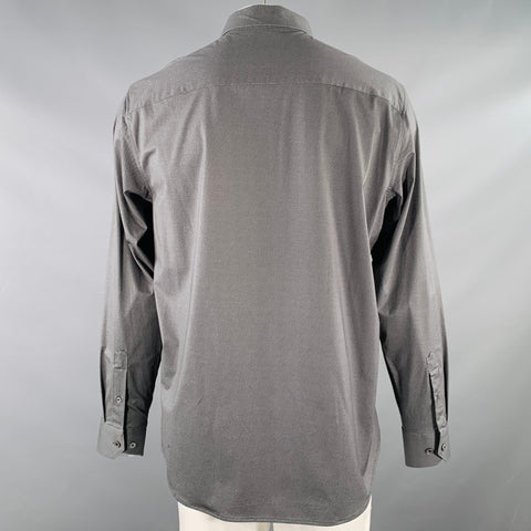 BUGATCHI Size XL Black Grey Diagonal Stripe Cotton Blend Long Sleeve Shirt