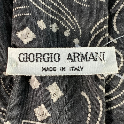 GIORGIO ARMANI Vintage Grey Cream Abstract Silk Tie