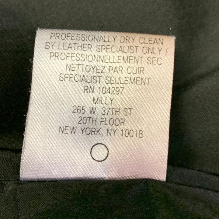 MILLY Size S Black Lambskin Leather Ruffle Jacket