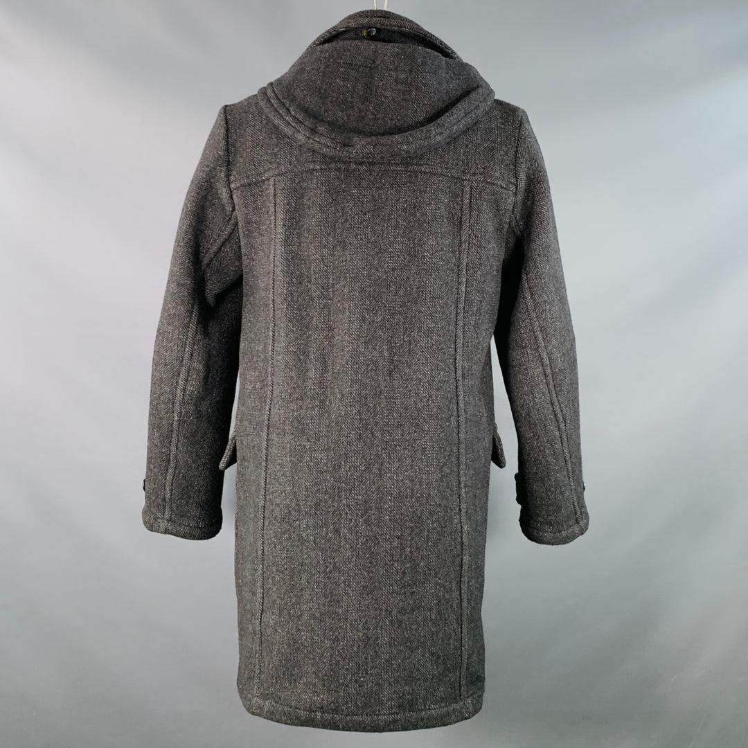 CALVIN KLEIN Size S Black Charcoal Herringbone Toggle Closure Coat