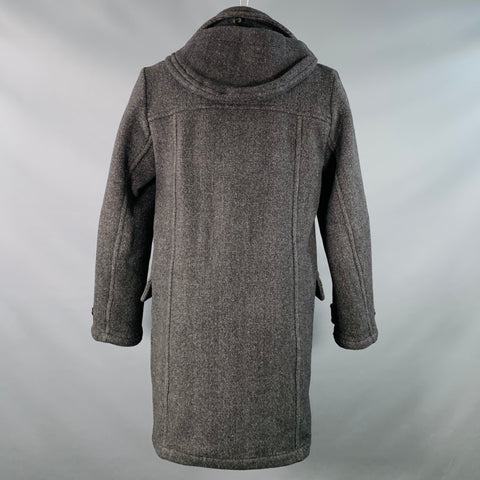 CALVIN KLEIN Size S Black Charcoal Herringbone Toggle Closure Coat