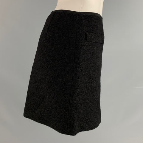 MIU MIU Size 2 Black Virgin Wool Blend Mini Skirt
