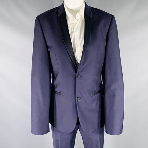 CALVIN KLEIN COLLECTION Size 34 Navy Black Wool Shawl Lapel Tuxedo