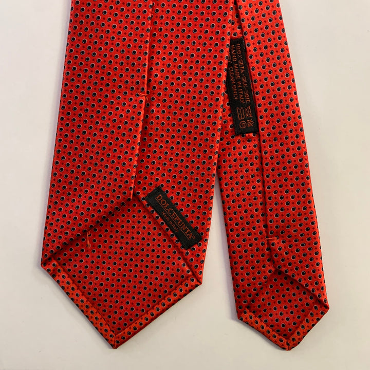 DOLCEPUNTA Red Black Polka Dot Silk Tie