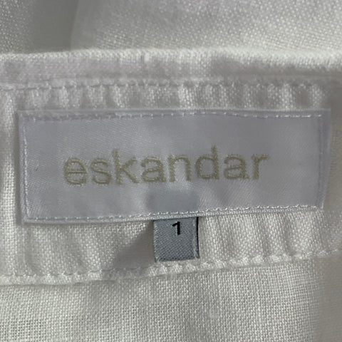 ESKANDAR Size L White Linen Oversized Button Up Shirt